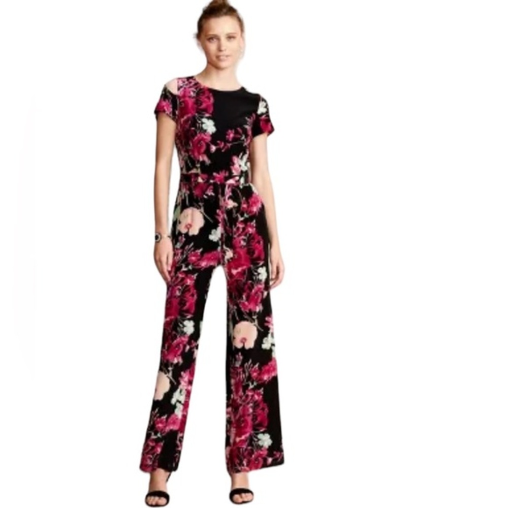 ANTHRO YUMI KIM CINIAS SHORT SLEEVE SILK FLORAL ONE PIECE JUMPSUIT XS